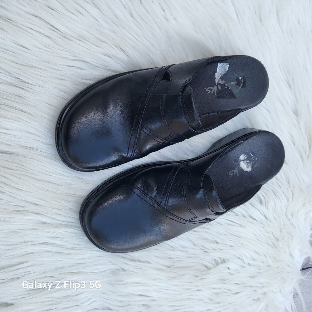 Clarks Black Slip On Loafers Mules 7M - Picture 2 of 12